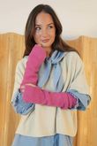 Claudia Fingerless Arm Warmer Gloves Hot Pink
